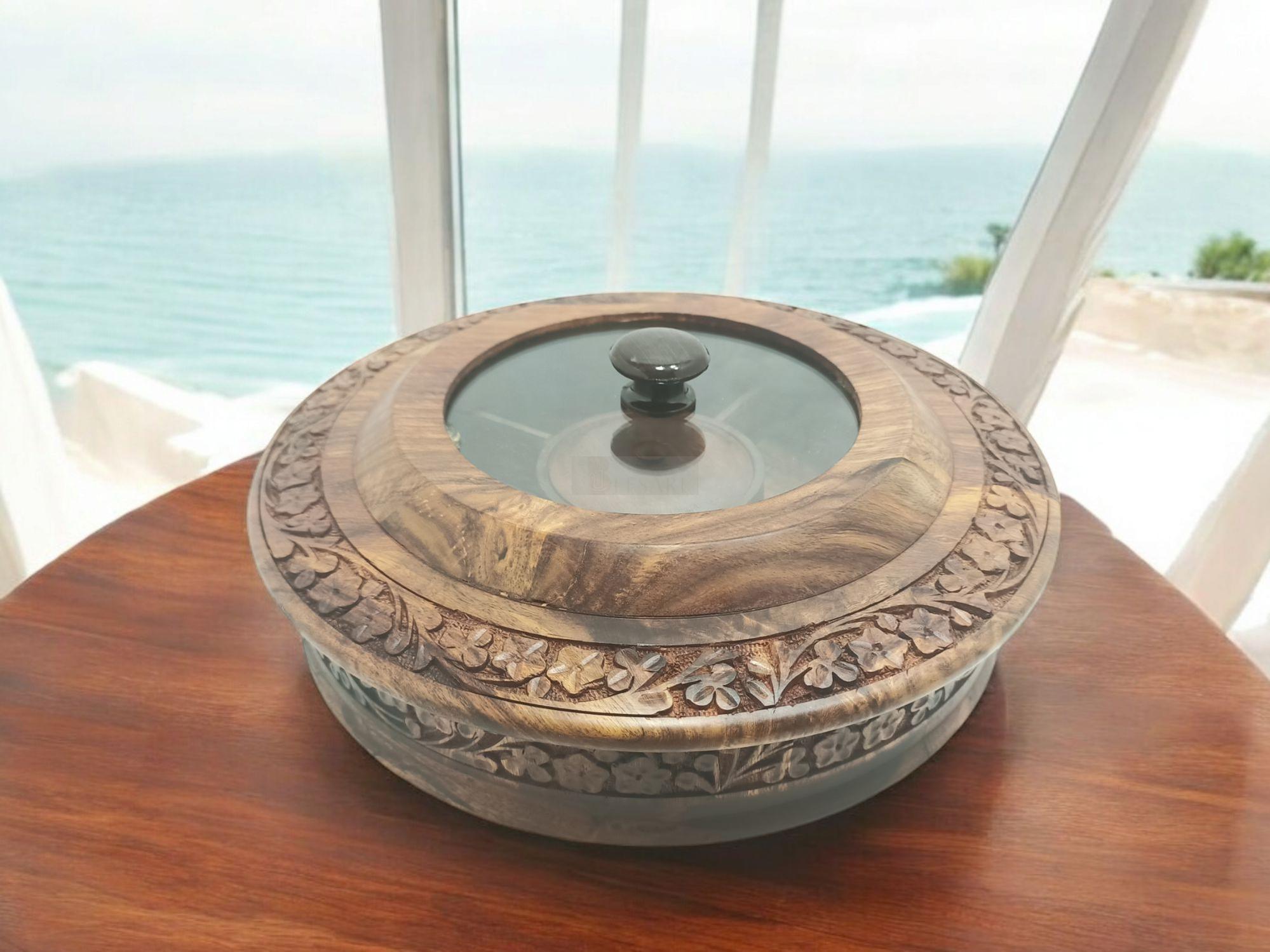 Sheesham Handcrafted Dry Fruits Tray-Trays-BEESARI