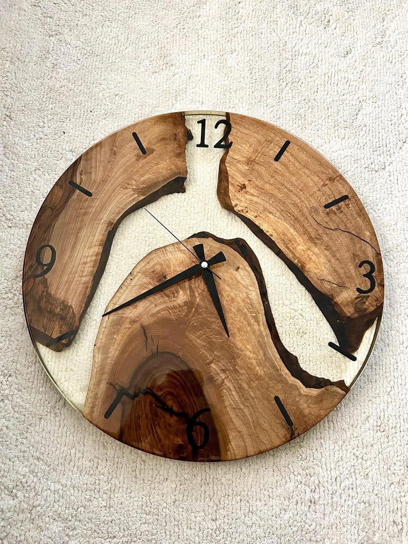 Unique Wooden Clock with Minimalist Transparent Resin Design-Wall Clock-BEESARI