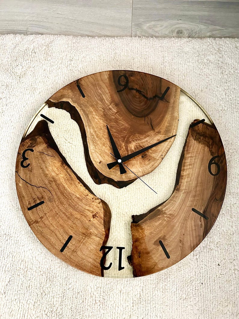 Unique Wooden Clock with Minimalist Transparent Resin Design-Wall Clock-BEESARI