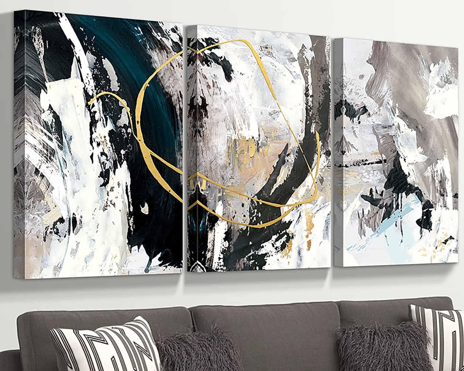 Wall Decor Living Room Modern Canvas Wall Art Extra Large Abstract Artwork Office Decor Black White Wall Painting Handmade Textured Painting for Dining Room Home Wall Decoration-Painting-BEESARI