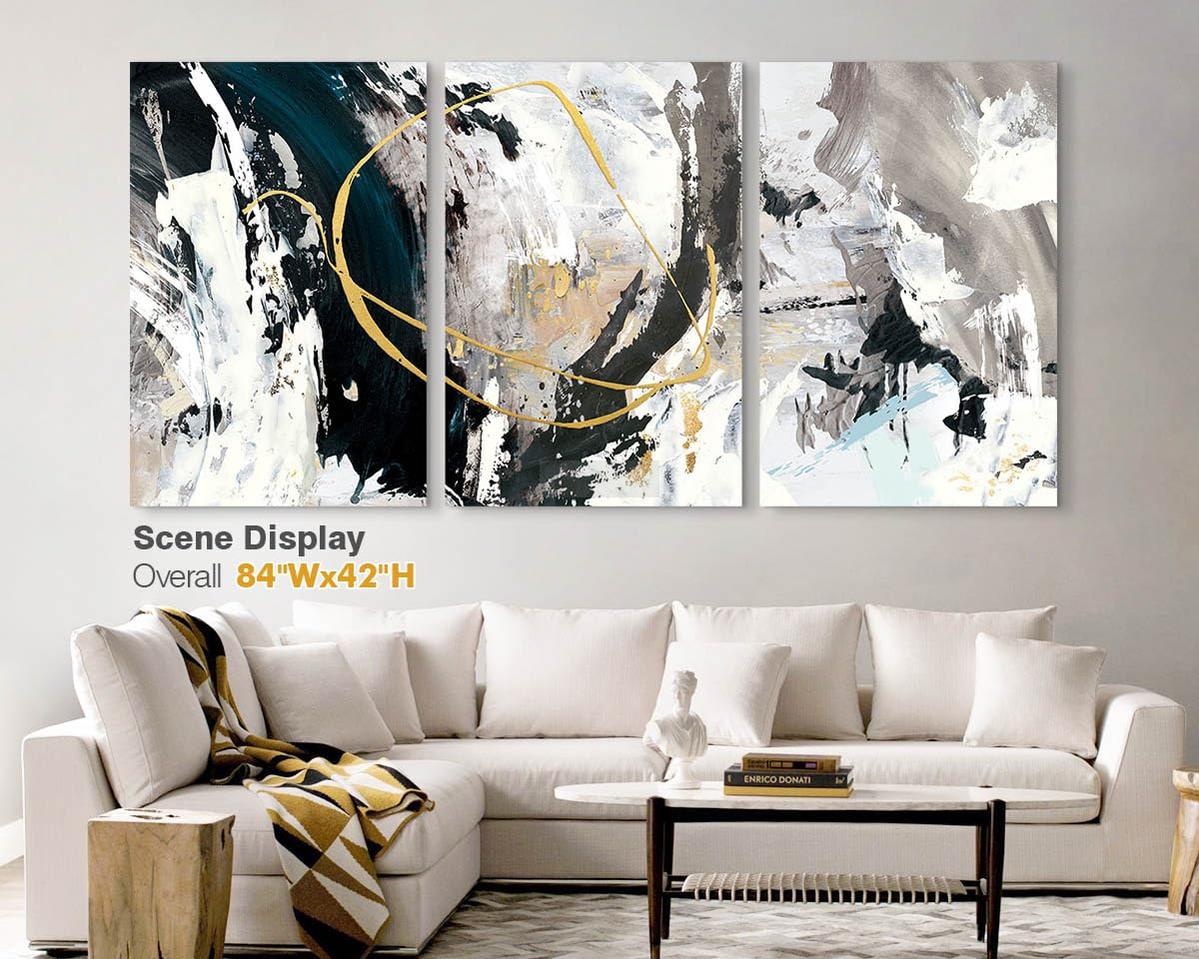 Wall Decor Living Room Modern Canvas Wall Art Extra Large Abstract Artwork Office Decor Black White Wall Painting Handmade Textured Painting for Dining Room Home Wall Decoration-Painting-BEESARI