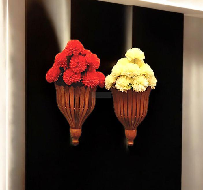 Wooden Flower Holder Set of 2-Wall Decor-BEESARI