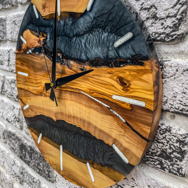 Black Resin and Zinc Accented Rosewood Wall Clock-Wall Clock-BEESARI