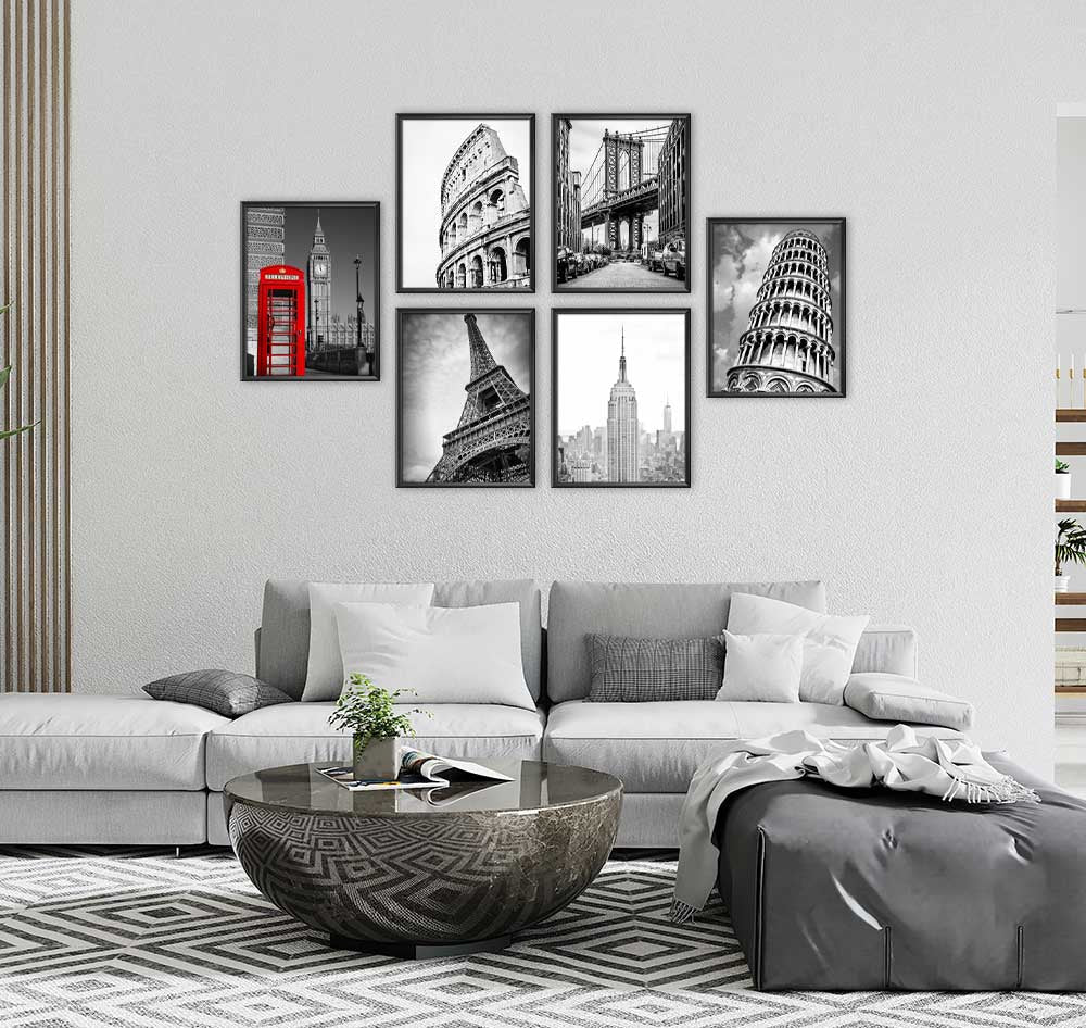 Black & White Architectural Set (6 Panel) Architecture Wall Art