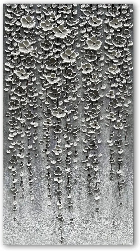 Epicler Modern Art Oil Painting, White Flower Wall Art Painting, Abstract Canvas Wall Art for Home Wall Decoration-Painting-BEESARI