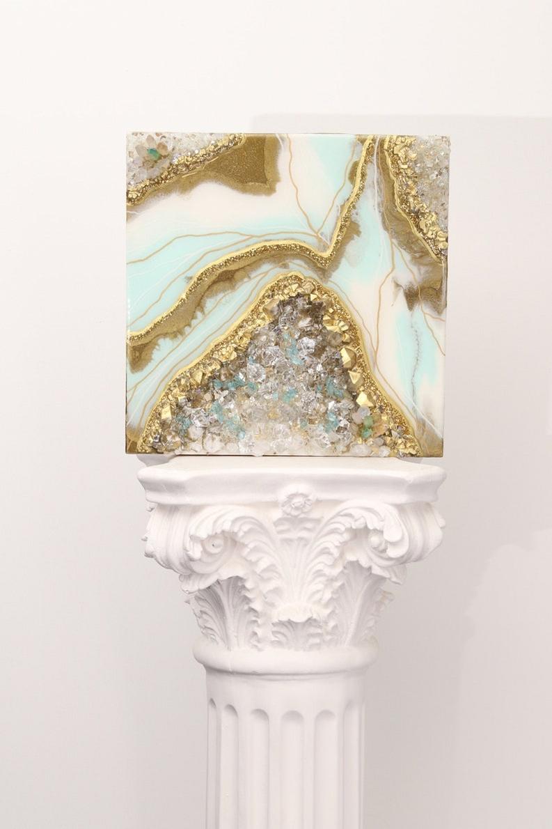Golden Marble Resin Art with Crystal Stone Work-BEESARI