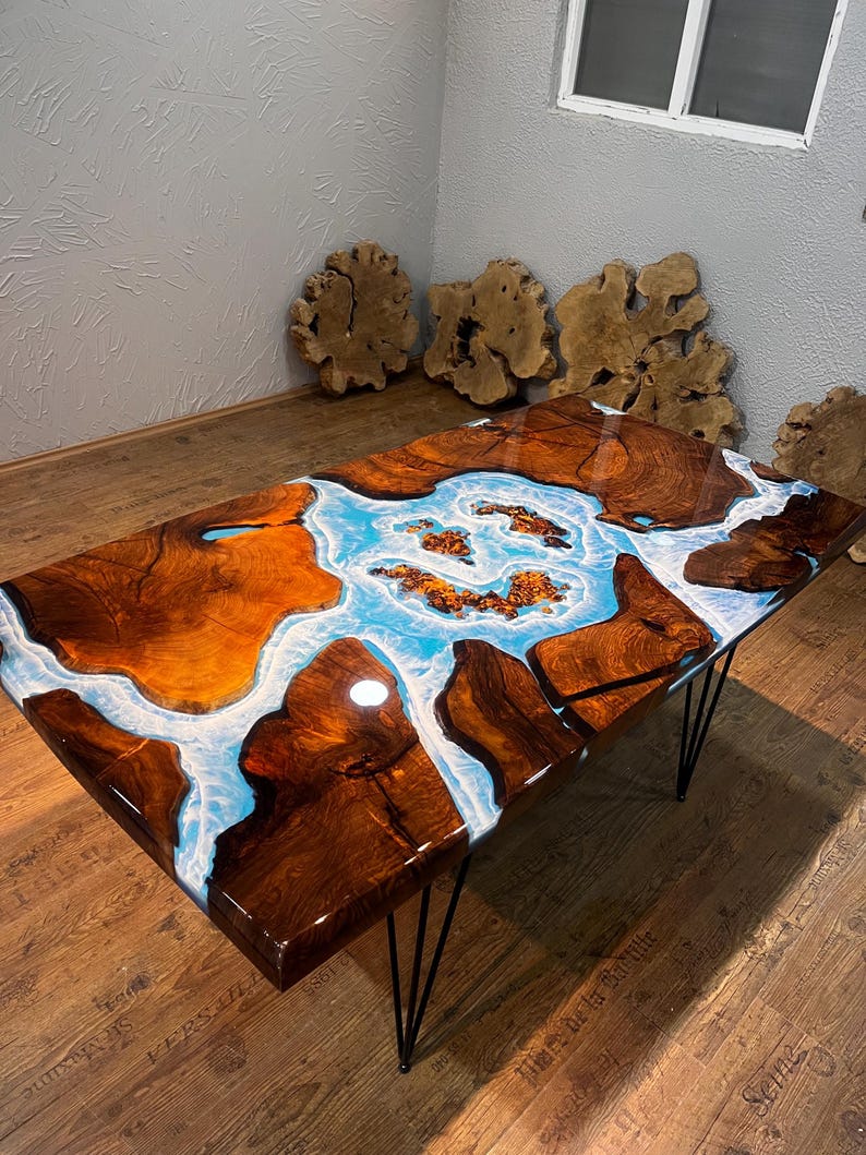 Multiple Pieces Live Edge Rosewood Resin Table - Unique & Elegant-Tables-BEESARI